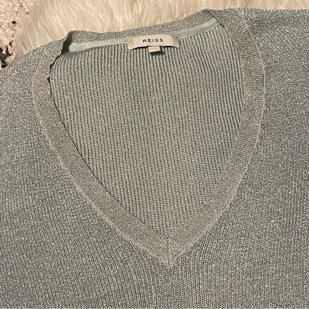 REISS Estee Metallic Vneck Sweater - Picture 3 of 8